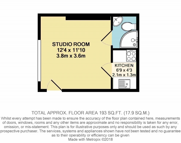 Floor Plan Image for Studio to Rent in Burlington Road, New Malden