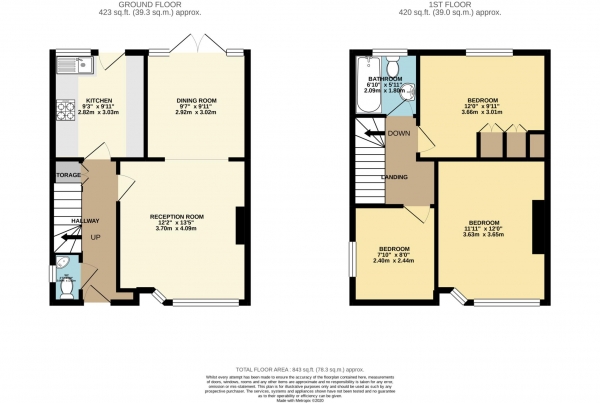 Floor Plan Image for 3 Bedroom Semi-Detached House to Rent in Claremont Avenue, New Malden