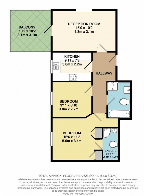 Floor Plan Image for 2 Bedroom Apartment for Sale in Grafton Road, New Malden