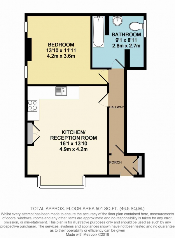 Floor Plan Image for 1 Bedroom Flat to Rent in Montem Road, New Malden