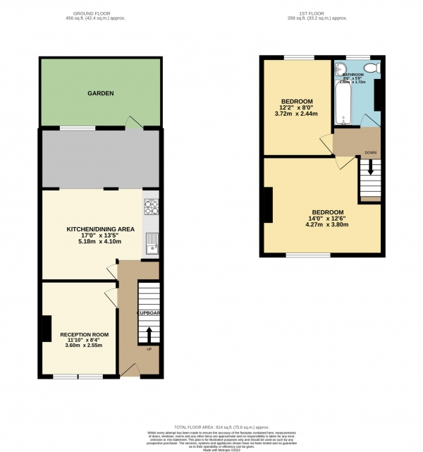 Floor Plan Image for 2 Bedroom End of Terrace House to Rent in Elm Road, New Malden