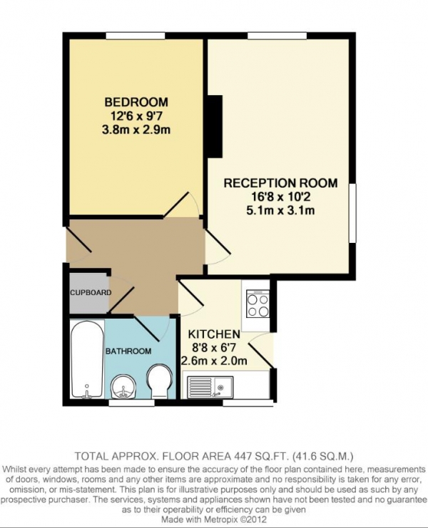 Floor Plan Image for 1 Bedroom Flat to Rent in Richmond Road, London