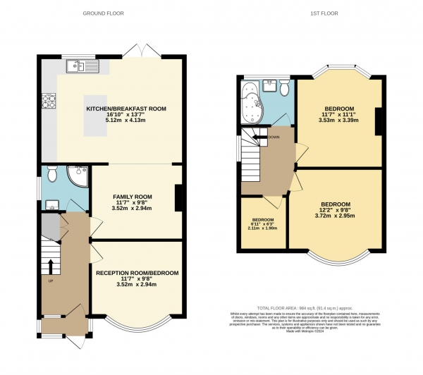 Floor Plan Image for 3 Bedroom End of Terrace House to Rent in Clarence Avenue, New Malden