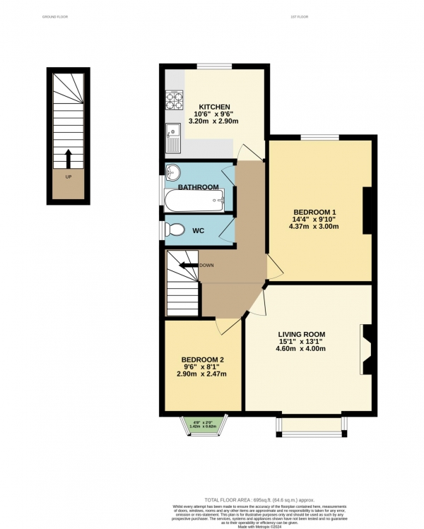 Floor Plan Image for 2 Bedroom Flat for Sale in Alric Avenue, New Malden