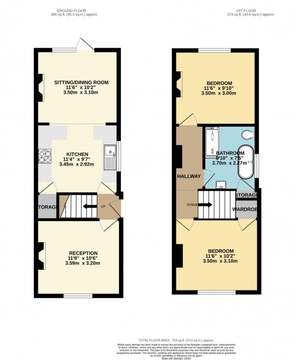 Floor Plan Image for 2 Bedroom Semi-Detached House for Sale in Northcote Road, New Malden