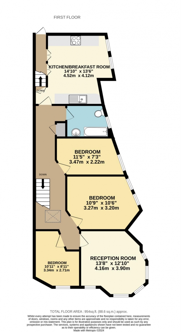 Floor Plan Image for 3 Bedroom Flat to Rent in Durham Road, London