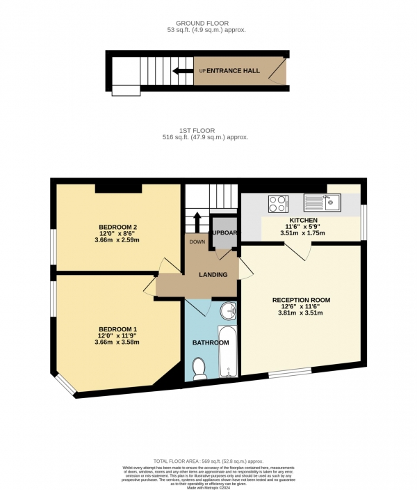 Floor Plan Image for 2 Bedroom Flat for Sale in Westbury Road, New Malden