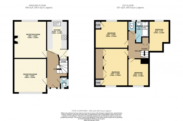 Floor Plan Image for 4 Bedroom Terraced House for Sale in Claremont Avenue, New Malden