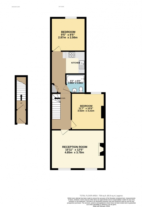 Floor Plan Image for 2 Bedroom Flat to Rent in Montem Road, New Malden