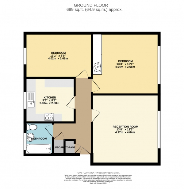 Floor Plan Image for 2 Bedroom Flat for Sale in Charter Court, New Malden