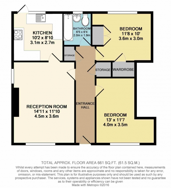 Floor Plan Image for 2 Bedroom Flat to Rent in Northcote Road, New Malden