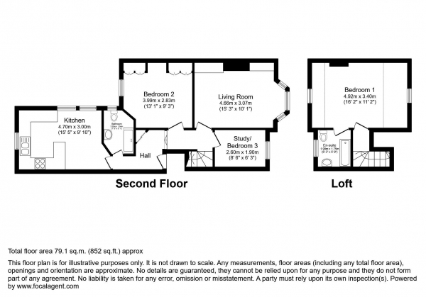 Floor Plan Image for 2 Bedroom Flat to Rent in Hackford Road, London