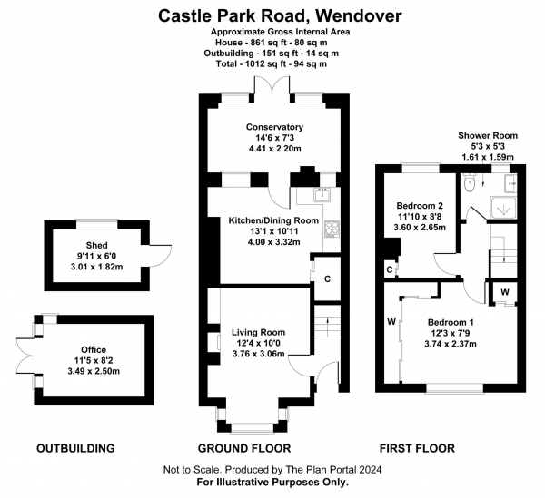 Floor Plan Image for 2 Bedroom Terraced House for Sale in Castle Park Road, Wendover