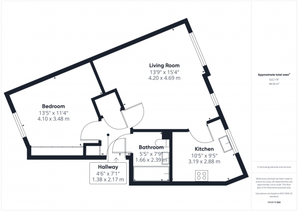 Floor Plan Image for 1 Bedroom Apartment for Sale in Stephenson Wharf, Hemel Hempstead