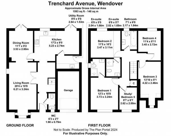 Floor Plan for 5 Bedroom Detached House for Sale in Trenchard Avenue, Wendover, Wendover, HP22, 5PP -  &pound750,000