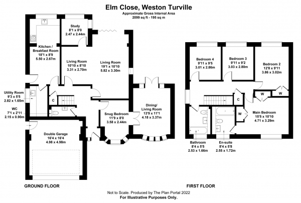 Floor Plan Image for 4 Bedroom Detached House for Sale in Elm Close, Weston Turville