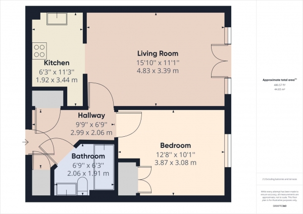 Floor Plan Image for 1 Bedroom Apartment to Rent in Selden Hill, Hemel Hempstead