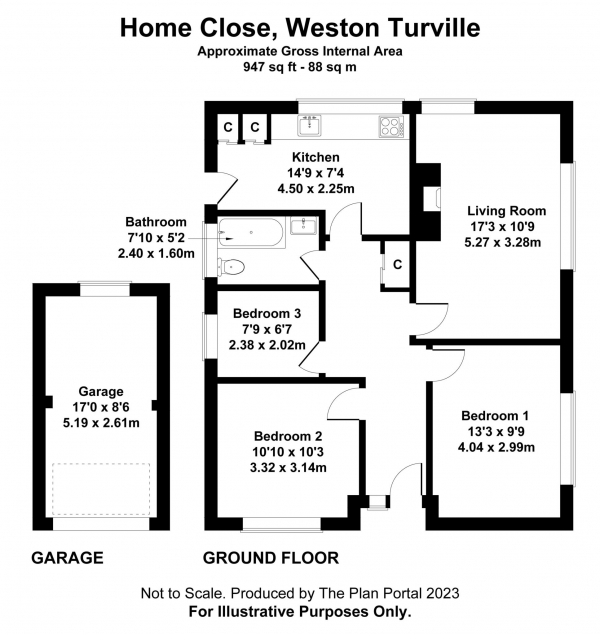 Floor Plan Image for 3 Bedroom Detached Bungalow for Sale in Home Close, Weston Turville