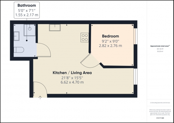 Floor Plan for 1 Bedroom Flat for Sale in Frogmore Street, Tring, HP23, 5AU -  &pound180,000