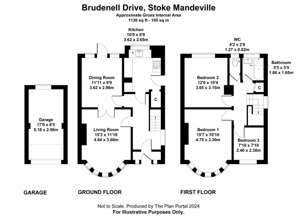 Floor Plan Image for 3 Bedroom Semi-Detached House for Sale in Brudenell Drive, Stoke Mandeville