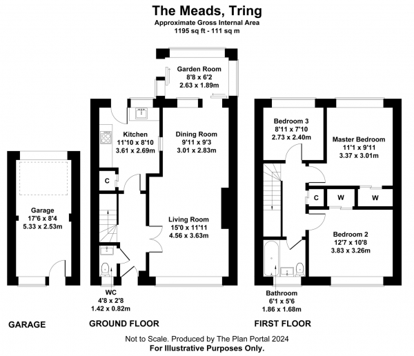 Floor Plan Image for 3 Bedroom Terraced House for Sale in The Meads, Tring