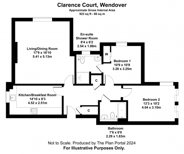 Floor Plan Image for 2 Bedroom Apartment for Sale in Clarence Court, Forest Close, Wendover