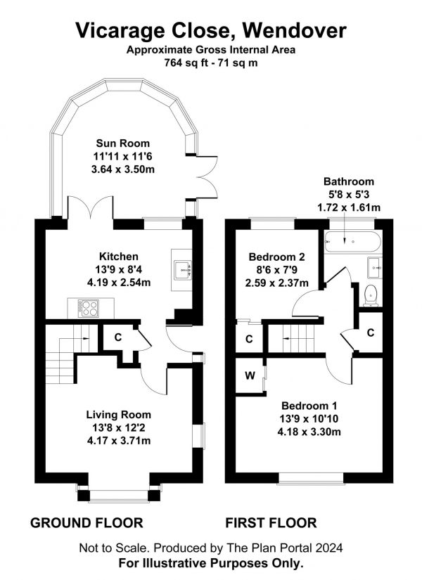 Floor Plan Image for 2 Bedroom Semi-Detached House for Sale in Vicarage Close, Wendover