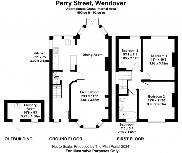 Floor Plan Image for 3 Bedroom Semi-Detached House for Sale in Perry Street, Wendover