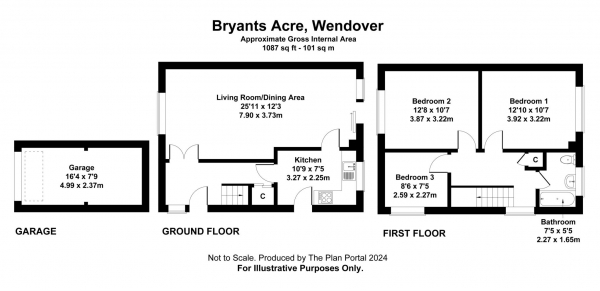 Floor Plan Image for 3 Bedroom Semi-Detached House for Sale in Bryants Acre, Wendover