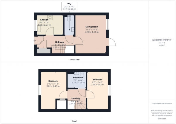 Floor Plan Image for 2 Bedroom Terraced House for Sale in Barn Owl Lane, Haddenham