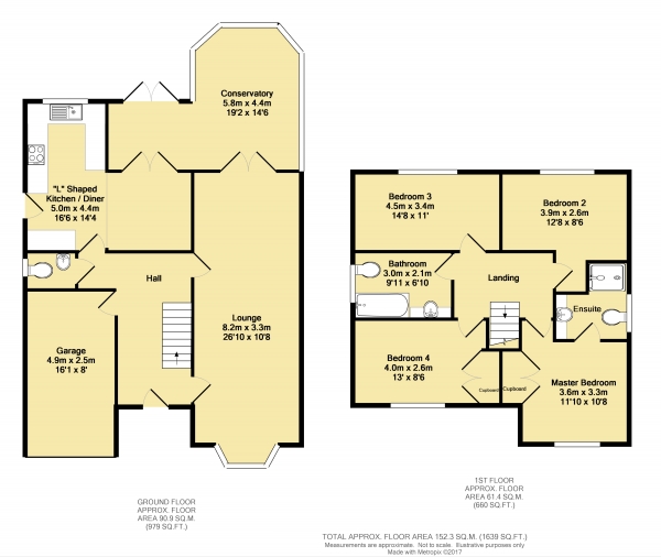 Floor Plan Image for 4 Bedroom Detached House for Sale in Williamthorpe Close, North Wingfield, Chesterfield, S42