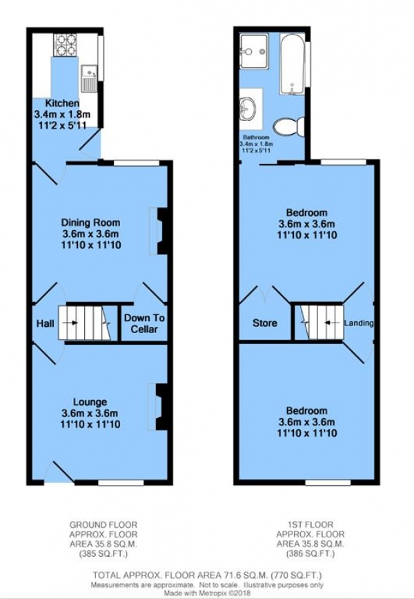 Floor Plan Image for 2 Bedroom Terraced House for Sale in Spencer Street, Chesterfield, S40 4SD