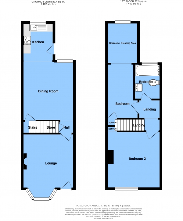 Floor Plan Image for 2 Bedroom Terraced House for Sale in Top Road, Calow, Chesterfield, S44 5SY