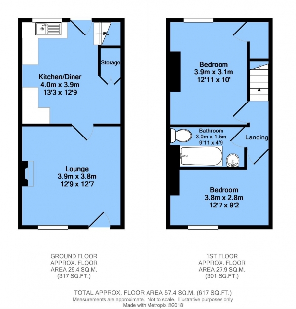 Floor Plan Image for 2 Bedroom Terraced House for Sale in Pottery Lane East, Chesterfield, S41