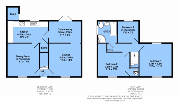 Floor Plan Image for 3 Bedroom Detached House for Sale in 86 Moorfield Avenue, Bolsover