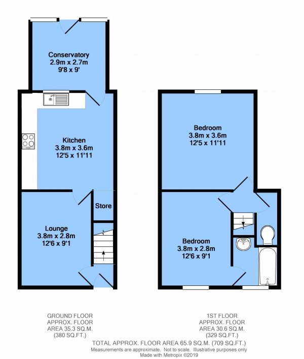 Floor Plan Image for 2 Bedroom Terraced House for Sale in South Street North, New Whittington, Chesterfield, S43 2AB