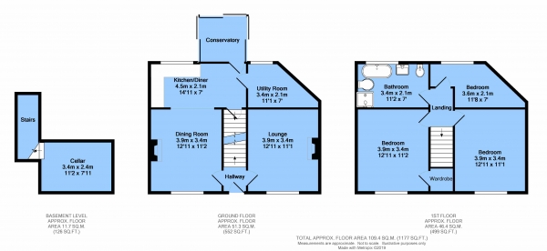 Floor Plan Image for 3 Bedroom Detached House for Sale in Hill Top, Bolsover, Chesterfield, S44 6NG
