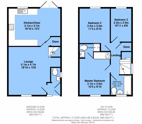 Floor Plan for 3 Bedroom Semi-Detached House for Sale in Steeple Grange, Spital, Chesterfield, S41 0HU, Chesterfield, S41, 0HU - Guide Price &pound190,000