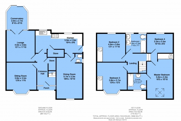 Floor Plan for 4 Bedroom Detached House for Sale in Chatsworth Road, Brampton, Chesterfield, S40 3AY, Chesterfield, S40, 3AY - Guide Price &pound350,000