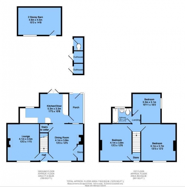 Floor Plan for 3 Bedroom End of Terrace House for Sale in Bridle Road, Stanfree, Chesterfield, S44 6AP, Chesterfield, S44, 6AP - Guide Price &pound190,000