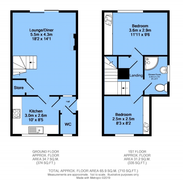 Floor Plan Image for 2 Bedroom Semi-Detached House for Sale in Berwick Close, Walton, Chesterfield, S40 3NY