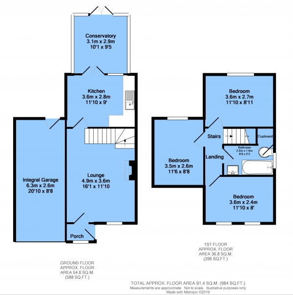 Floor Plan for 3 Bedroom Detached House for Sale in Heathfield Close, Wingerworth, Chesterfield, S42 6RW, Chesterfield, S42, 6RW - OIRO &pound161,500