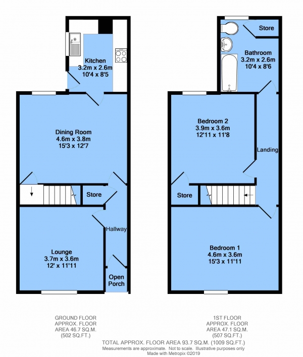 Floor Plan Image for 2 Bedroom Terraced House for Sale in Bellhouse Lane, Staveley, Chesterfield, S43 3UA