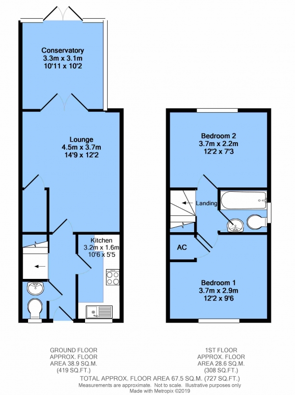 Floor Plan for 2 Bedroom End of Terrace House for Sale in Bloomery Way, Clay Cross, Chesterfield, S45 9FD, Chesterfield, S45, 9FD - OIRO &pound125,000