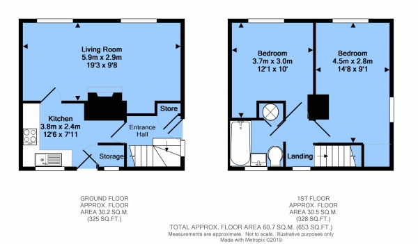 Floor Plan Image for 2 Bedroom Semi-Detached House for Sale in Church Lane, Calow, Chesterfield, S44 5AL