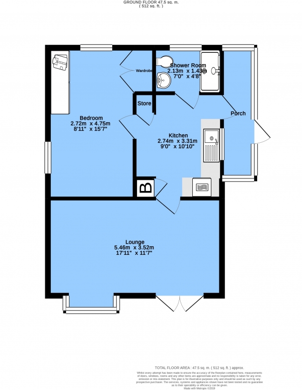 Floor Plan for 1 Bedroom Detached House for Sale in Brookfield Park, Old Tupton, Chesterfield, S42 6AG, Chesterfield, S42, 6AG - OIRO &pound80,000