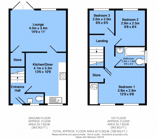 Floor Plan Image for 3 Bedroom Semi-Detached House for Sale in West Croft Drive, Inkersall, Chesterfield, S43 3GA
