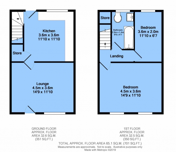 Floor Plan for 2 Bedroom Terraced House for Sale in Creswell Road, Clowne, Chesterfield, S43 4LX, Chesterfield, S43, 4LX -  &pound68,500
