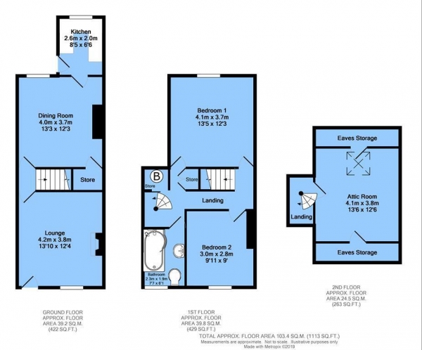 Floor Plan Image for 2 Bedroom End of Terrace House for Sale in Mansfield Road, Winsick, Hasland, Chesterfield, S41 0JG