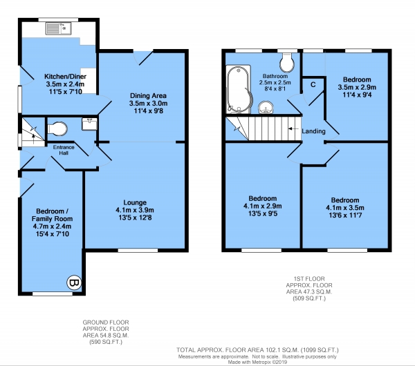 Floor Plan Image for 3 Bedroom Detached House for Sale in Norwood Close, Hasland, Chesterfield, S41 0NL